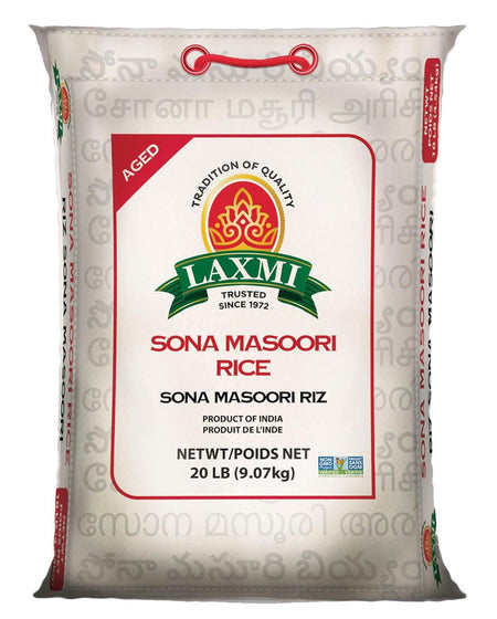 Laxmi All - Natural Sona Masoori Medium Grain Rice, Made Pure, Made Fresh, Tradition of Quality, Product of India (10lb) Rice - Sale Cosmic