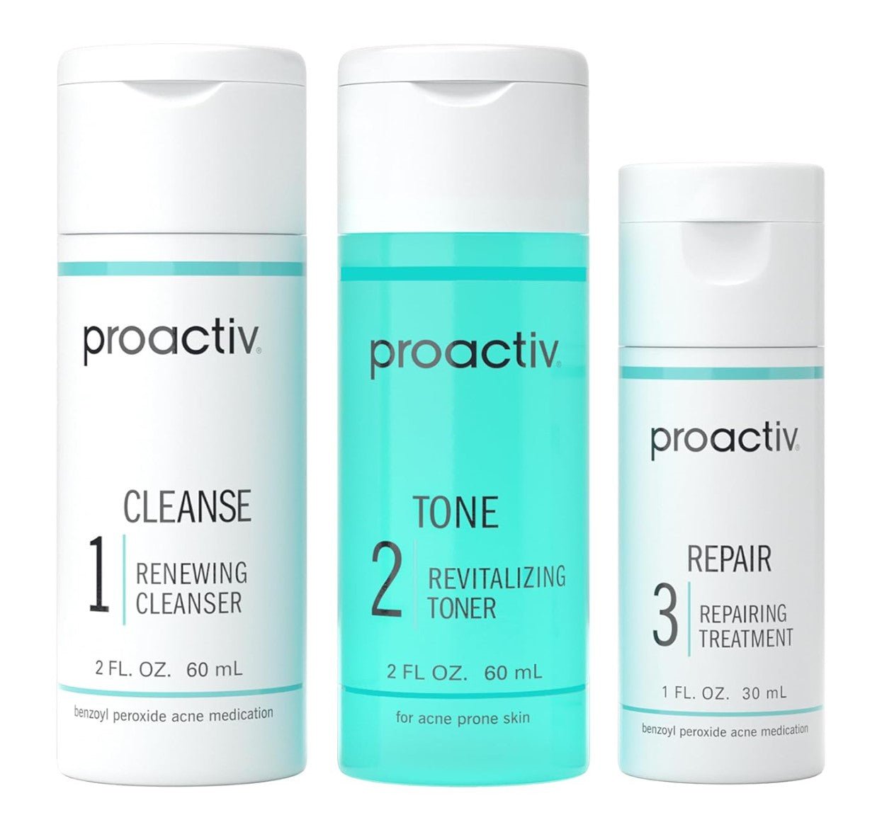 Proactiv 3 Step Acne Treatment - Benzoyl Peroxide Face Wash, Repairing Acne Spot Treatment for Face and Body, Exfoliating Toner - 30 Day Complete Acne Skin... Treatment - Sale Cosmic