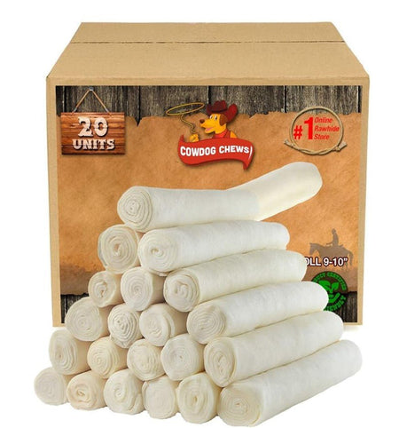 Cowdog Chews Retriever roll 9 - 10 inch All Natural Rawhide Product (20 Pack) Chews - Sale Cosmic