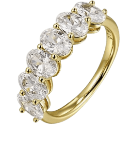 LUCA SMITH 0.5CT CZ Wedding Bands for Women 14K Gold Plated 6 - Stone Oval Cut AAAAA Cubic Zirconia Simulated Diamond Stackable Half Eternity Engagement Promise Anniversary Ring for Her RING - Sale Cosmic