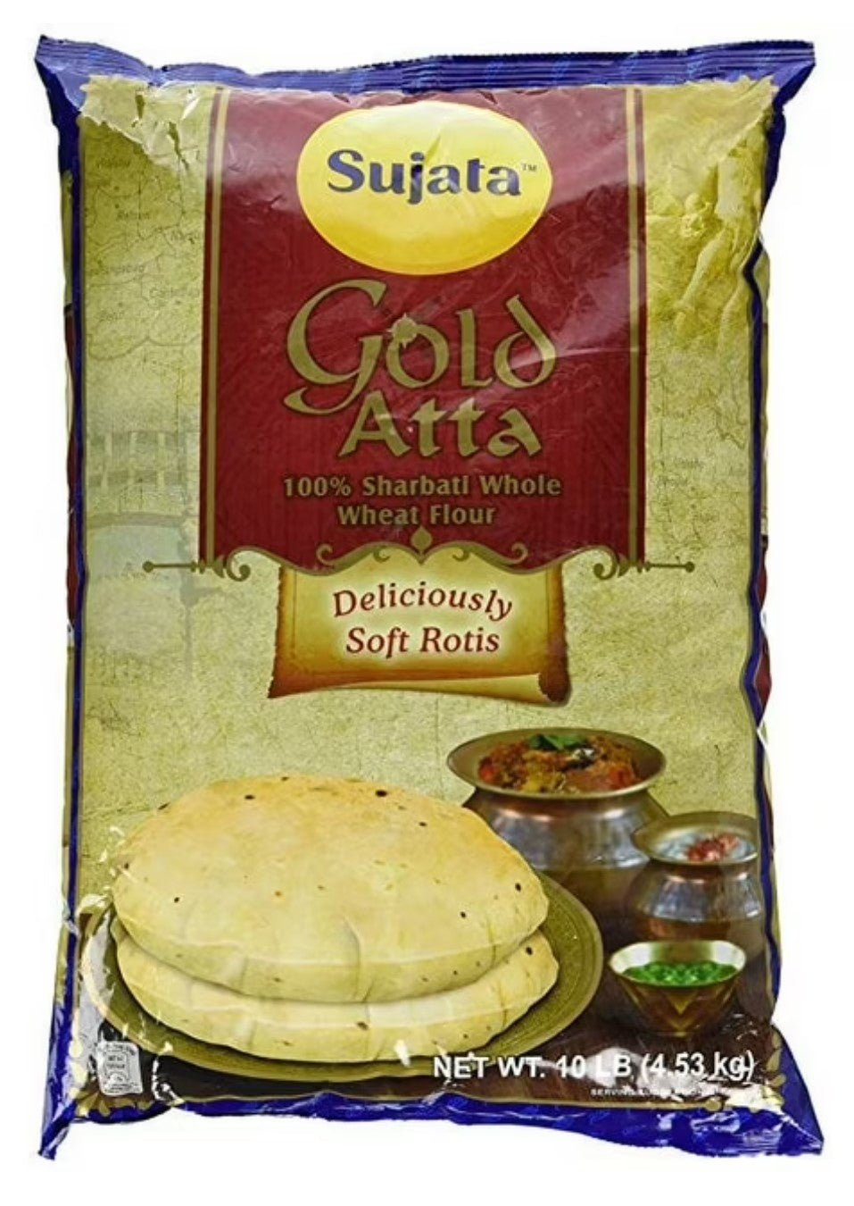 Sujata Gold Sharbati (100% whole wheat) Atta 10 LB Wheat - Sale Cosmic