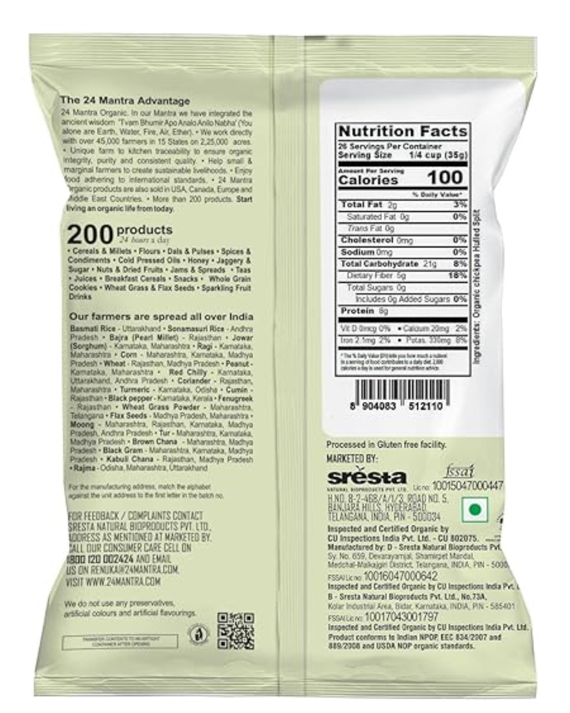 24 Mantra Organic Brown Chana Dal - Sale Cosmic