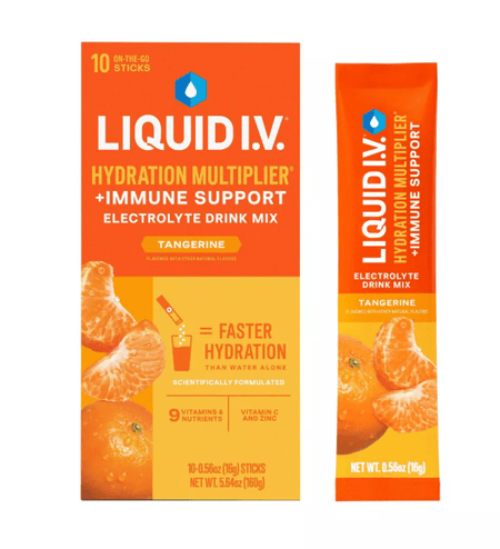 Liquid I.V. Hydration Multiplier + Immune Support Powder Energy Supplements - Tangerine - 0.56oz each/10ct ENERGY DRINK - Sale Cosmic