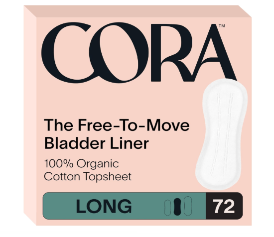 Cora Ultra Thin Organic Bladder Liners | Incontinence & Postpartum Pads for Women | Panty Liners for Bladder Leaks | Breathable Cotton (72 Long) panty liner - Sale Cosmic