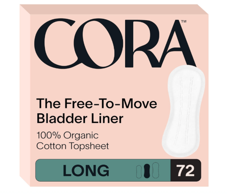 Cora Ultra Thin Organic Bladder Liners | Incontinence & Postpartum Pads for Women | Panty Liners for Bladder Leaks | Breathable Cotton (72 Long) panty liner - Sale Cosmic