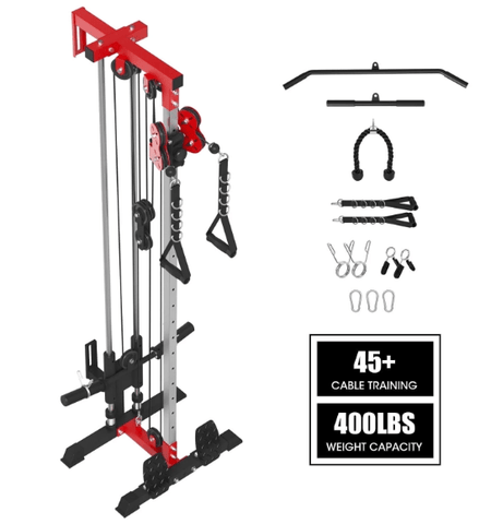 Mikolo Cable Crossover Machine, Lat Pull Down Machine, Wall Mounted Pulley Tower functional trainer with Adjustable 26 Positions Dual Pulley System, Lat Pulldown Cable Training for Home Gym Fitness CABLE ATTACHMENTS - Sale Cosmic
