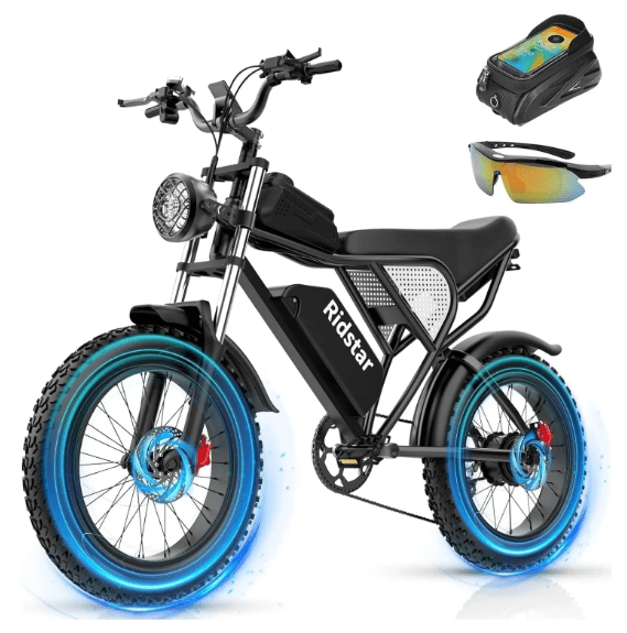 Ridstar Electric Bicycle for Adult,1500W 35MPH,48V 20Ah E - Bike,20’’Fat Tire,Full Suspension Mountain Bike UL2849 Electric Bicycle - Sale Cosmic