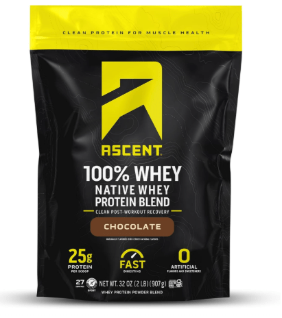 Ascent 100% Whey Protein Powder - Post Workout Whey Protein Isolate, Zero Artificial Flavors & Sweeteners, Gluten Free, 5.5g BCAA, 2.6g Leucine, Essential Amino Acids, Chocolate 2 lb Whey Protein - Sale Cosmic