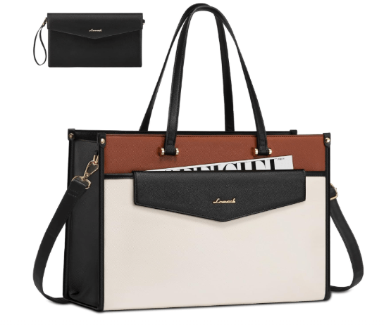 LOVEVOOK Laptop Bag for Women, 15.6'' Laptop Tote Purse 2 - in - 1 Professional Work Bag Business Briefcase with Clutch Purse, Waterproof Leather Computer Handbag for Teacher Office Travel laptop bag for women - Sale Cosmic