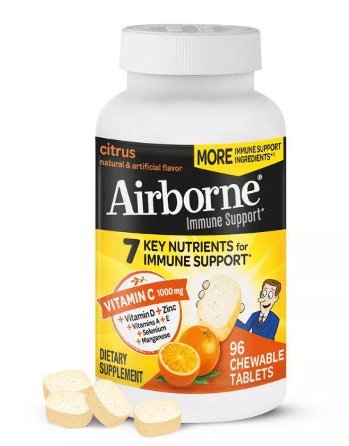 Airborne Immune Support Chewable Tablets with Vitamin C & Zinc - Citrus - 96ct multivitamin suppliment - Sale Cosmic
