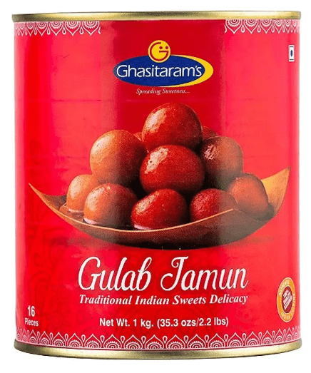 Ghasitaram's Gulab Jamun 2.2 lbs can frozen sweet Ghasitaram's - Sale Cosmic