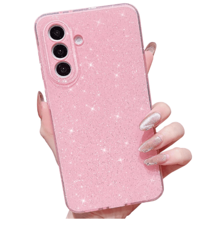 MINSCOSE Compatible with Samsung Galaxy A26 5G Case,Cute Neon Bright Color,Glitter Bling Thin Slim Shockproof Silicone Sparkly Cover for Women Girl A26 6.7 inch - Pink mobile cover - Sale Cosmic