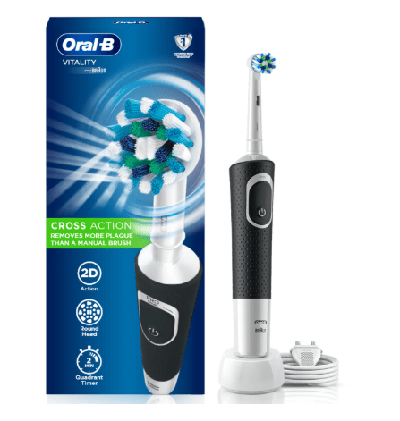 Oral - B Vitality Rechargeable Rotating Electric Toothbrush for Adults, 2 Brushing Modes (Daily & Sensitive), 2 Min Timer with Quadpacer, IPX7 Water Resistant, Round Brush Head (Black) Electric toothbrush - Sale Cosmic