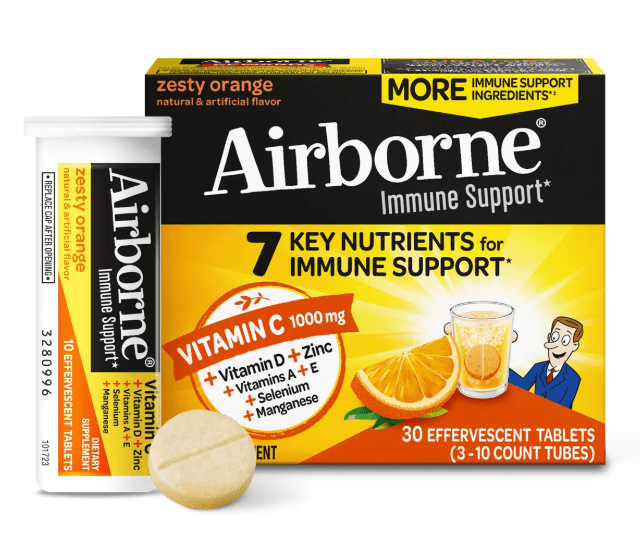 Airborne Immune Support Supplement Dissolving Tablets - Zesty Orange multivitamin - Sale Cosmic