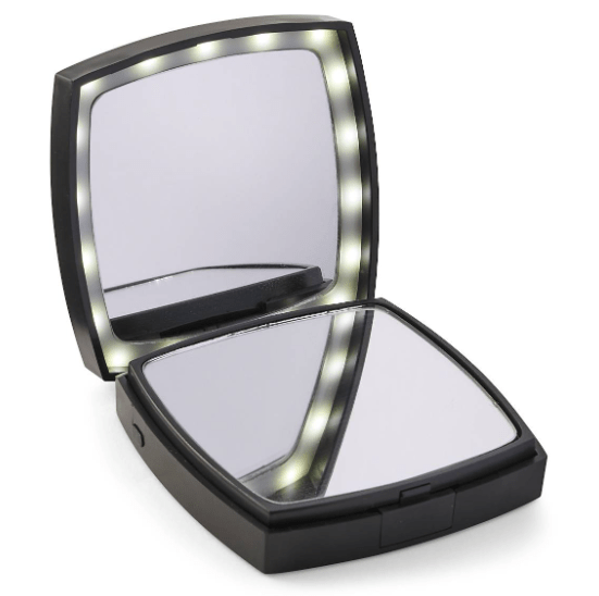 LED & Magnification Travel Mirror Compact, 1X and 3X Magnification compact mirror - Sale Cosmic