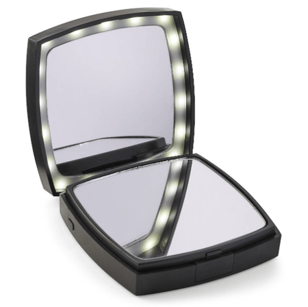 LED & Magnification Travel Mirror Compact, 1X and 3X Magnification compact mirror - Sale Cosmic