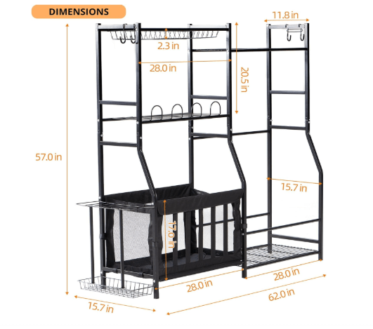 LUGO Garage Sports Equipment Organizer – Heavy - Duty Steel Storage Rack with Baskets, Hooks & Shelves – Golf Bag Stand, Ball Holder & Bat Rack for Garage, Home & Outdoor Sports Gear Sports Equipment Organizer - Sale Cosmic