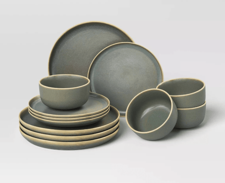 12pc Stoneware Tilley Dinnerware Set Olive Green - Threshold™ Dinnerware Set - Sale Cosmic