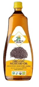 24 Mantra Mustard Oil - 1 LTR ( 1.50 lbs ) Mustard Oil 24 Mantra - Sale Cosmic