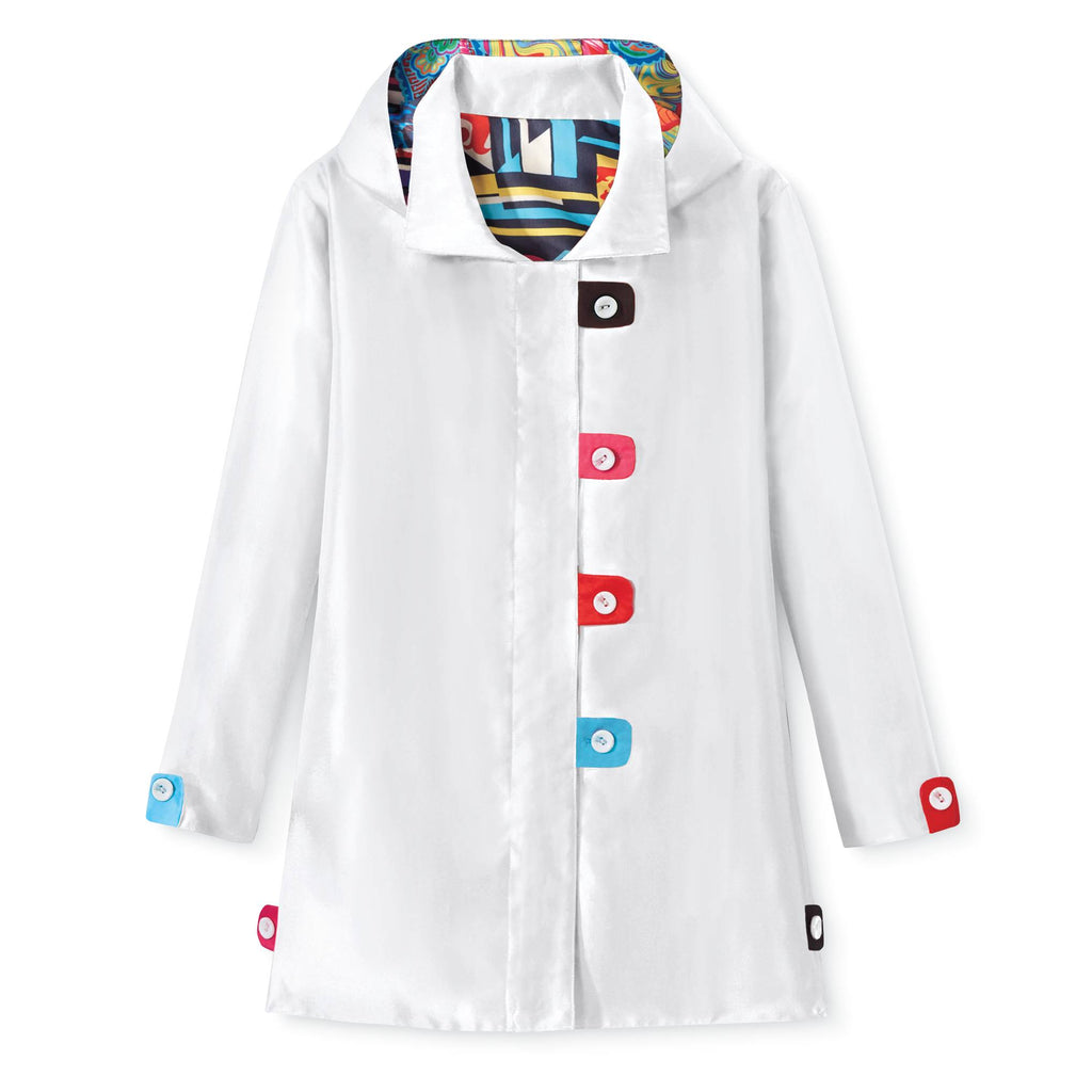 Reversible Travel Jacket, Colorful Tab Accents, Zip Front, Pockets Wearable - Sale Cosmic